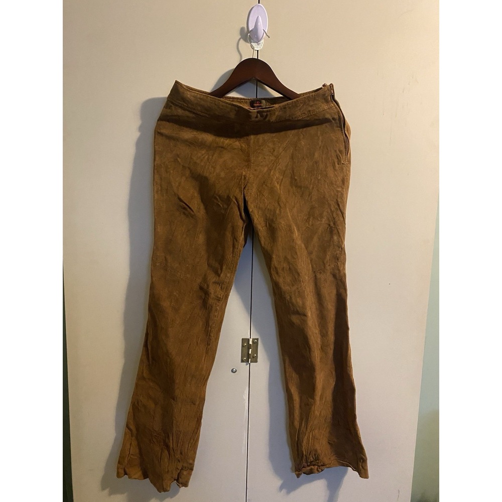 Women’s Danier Chestnut Suede Leather Straight Leg Pants Size 10